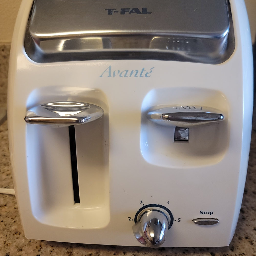 VGUC! VINTAGE T'FAL AVANTE ELECTRIC WORKING WHITE DOUBLE WIDE SLICE TOASTER